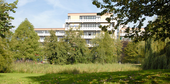 Blick über den Teich auf die Emil-Figge-Str. 50