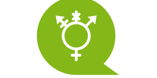 Symbol All genders auf grüner Sprechblase
