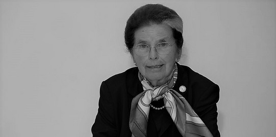 A black and white portrait of Erika Spiegel, the first female professor at the University of Dortmund