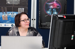 Dr. Sylvia Rückheim hielt ihren Vortrag über das Weltall via Videokonferenz.