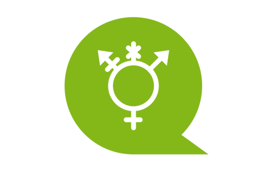 Symbol All genders auf grüner Sprechblase