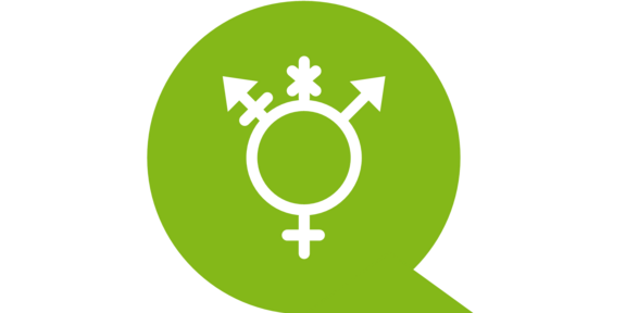 Symbol All genders auf grüner Sprechblase