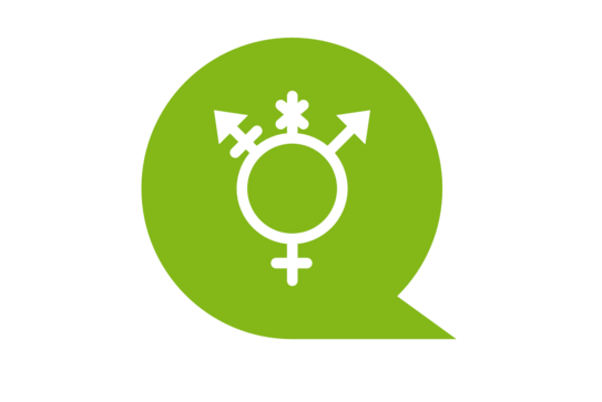 All genders symbol on green speech bubble