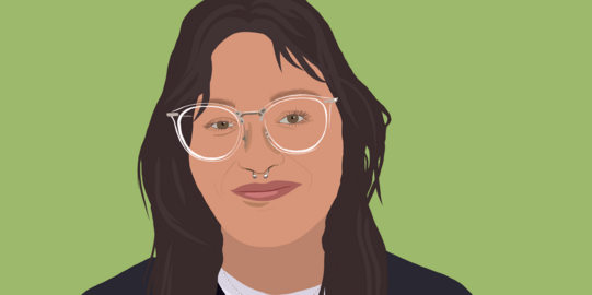 Illustration eines Portraits der studentischen Hilfskraft Lisa.