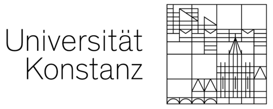 ‘Universität Konstant’ is written in black on a white background. The cathedral of Constance can be recognised in a square of geometric shapes.