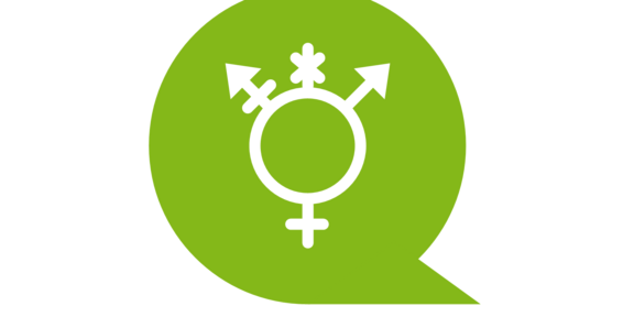 All genders symbol on green speech bubble