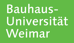 Das Logo zeigt in weißen Buchstaben "Bauhaus-Universität Weimar" auf grünem Hintergrund 