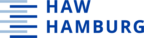 Auf weißem Hintergrund steht in blauer Schrift "HAW Hamburg"