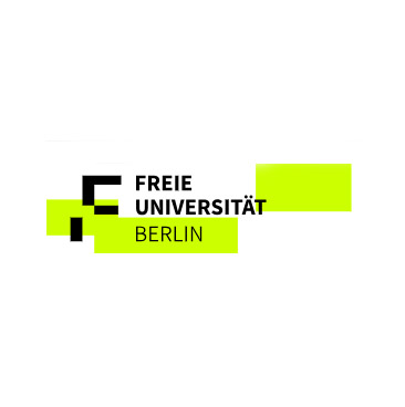 Ein in drei Teile zerrücktes "F". Daneben steht "Freie Universität Berlin"